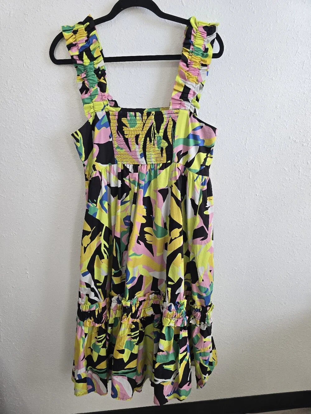 Crosby Bowie Sleeveless Multicolor Tropical Floral Print Midi Dress Sz Medium